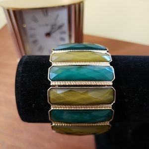 Mia Collection Facet Glass Bar Stretch Bracelet NWT